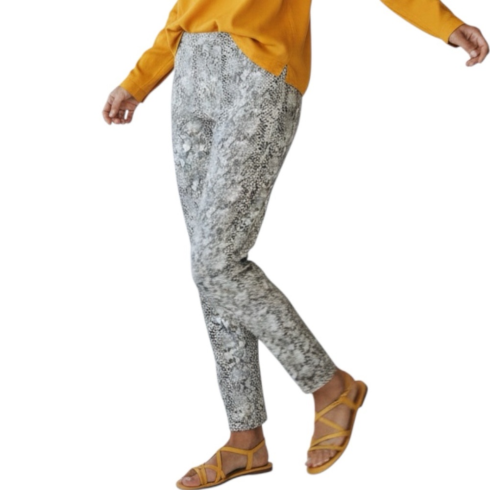 See & Be Seen Snake Skin Print Leggings Tan Stretch High Rise Sz L